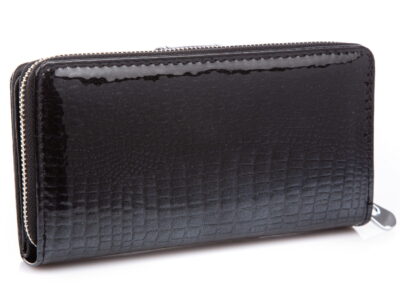 Duży portfel damski czarny lakierowany Jennifer Jones - obrazek 3