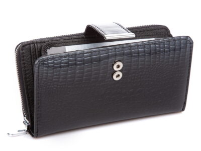 Duży portfel damski czarny lakierowany Jennifer Jones - obrazek 2