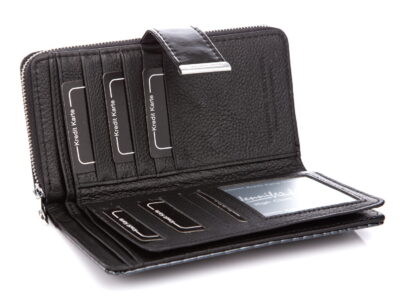 Duży portfel damski czarny lakierowany Jennifer Jones - obrazek 4