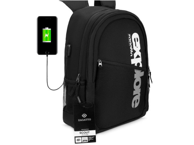 plecak z portem usb czarny zagatto