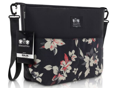 torebka do wózka dziecinnego czarna w kwiaty ZAGATTO