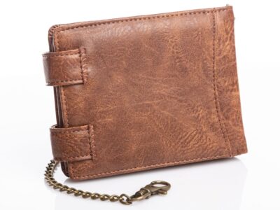 Portfel męski z metalowym łańcuchem brązowy WILD - obrazek 3