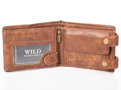 Portfel męski z metalowym łańcuchem brązowy WILD - obrazek 4