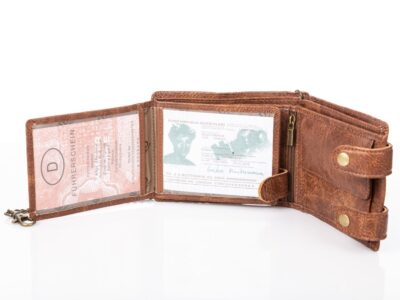 Portfel męski z metalowym łańcuchem brązowy WILD - obrazek 6