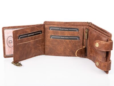 Portfel męski z metalowym łańcuchem brązowy WILD - obrazek 5