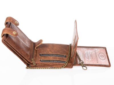 Portfel męski z metalowym łańcuchem brązowy WILD - obrazek 7