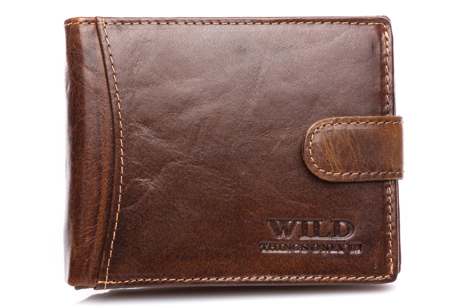 Ciemnobrązowy portfel męski skórzany WILD