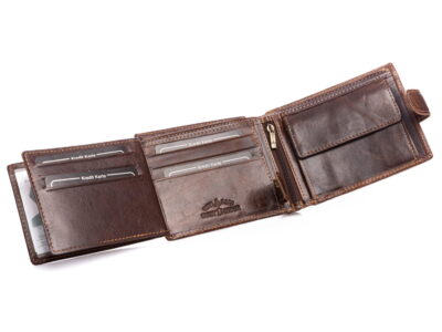 Skórzany portfel męski ciemnobrązowy zapinany na zatrzask RFID WILD - obrazek 6