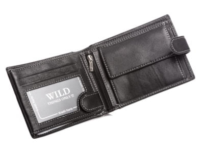 Skórzany portfel męski czarny zapinany na zatrzask RFID WILD - obrazek 4