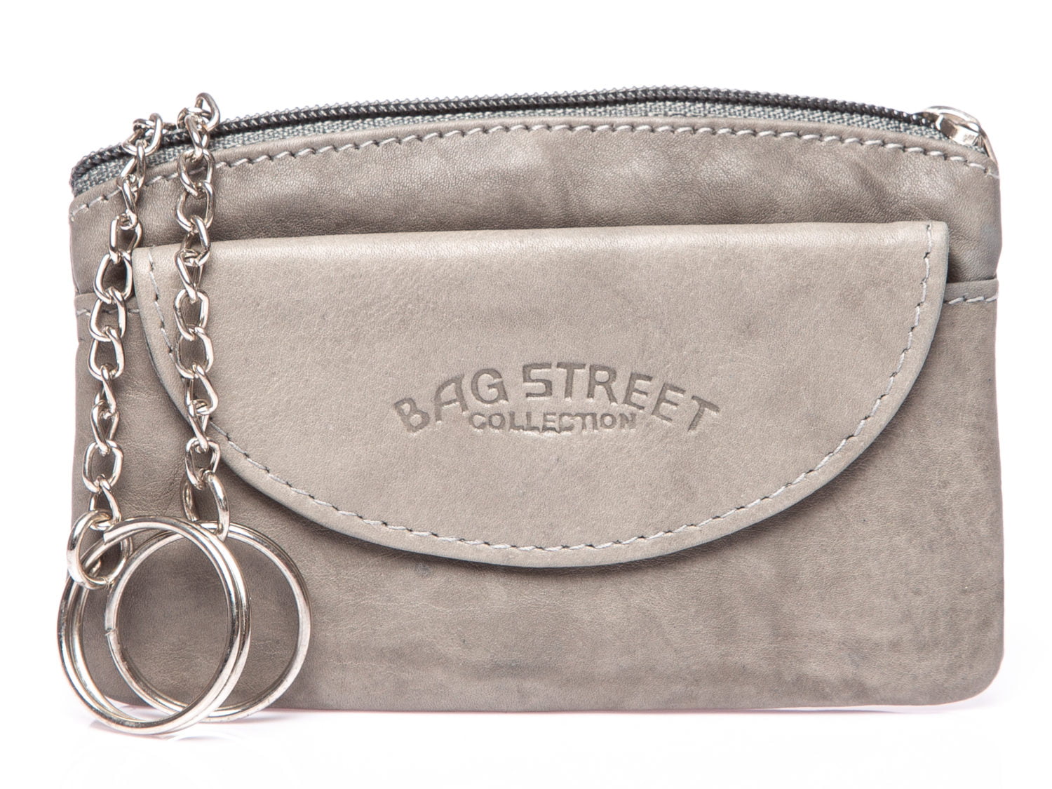 Szary skórzany pokrowiec na klucze Bag Street
