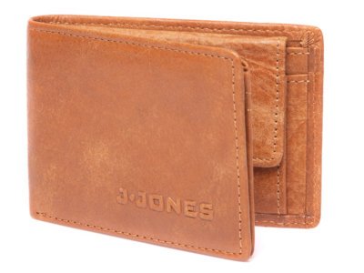 Kieszonkowy męski portfel skórzany jasny brąz J Jones RFID - obrazek 5