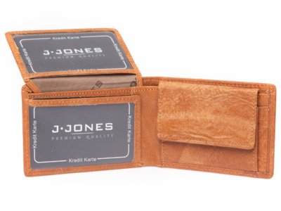 Kieszonkowy męski portfel skórzany jasny brąz J Jones RFID - obrazek 4