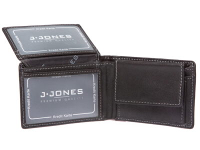 Kieszonkowy męski portfel skórzany czarny J Jones RFID - obrazek 4