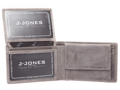 Kieszonkowy męski portfel skórzany szary J Jones RFID - obrazek 4