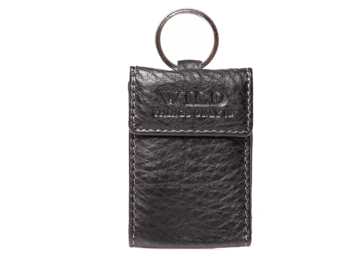 Czarny skórzany breloczek do kluczy