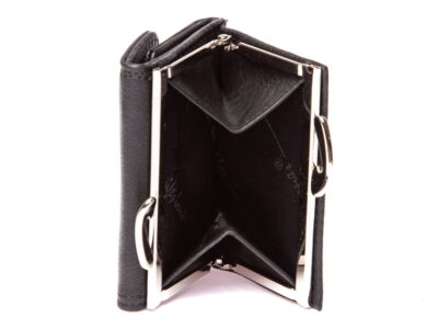Mały czarny portfelik damski z biglem matowy - obrazek 6