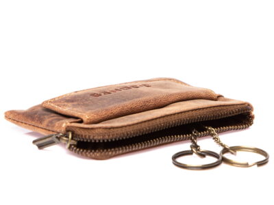 Skórzana saszetka na klucze w kolorze brązowym vintage J Jones - obrazek 4