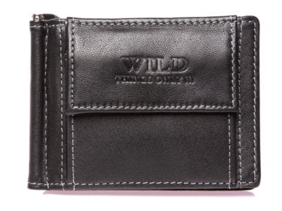 Męski portfel z metalowym klipsem na banknoty czarny WILD