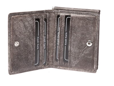Męski portfel skórzany z klipsem na banknoty szary WILD - obrazek 4