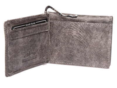 Męski portfel skórzany z klipsem na banknoty szary WILD - obrazek 3