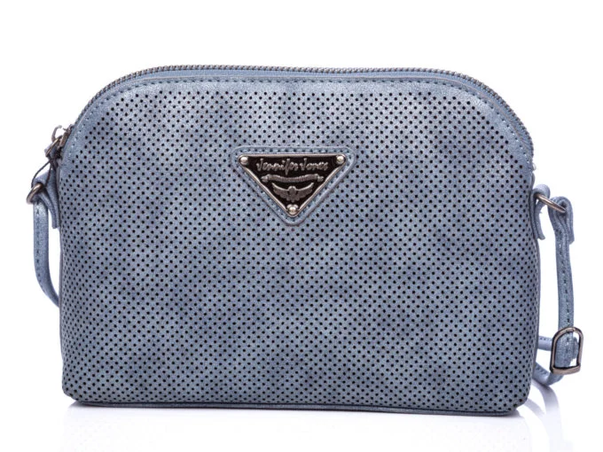 Mała ażurowa torebka wieczorowa niebieska