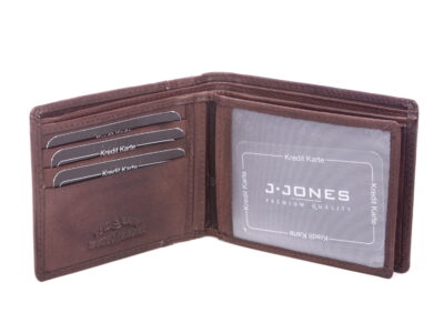 Poziomy portfel męski bifold skórzany ciemnobrązowy RFID J Jones - obrazek 5