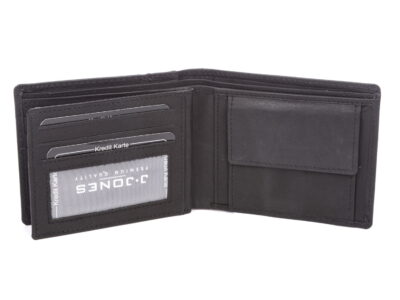 Poziomy portfel męski bifold skórzany czarny RFID J Jones - obrazek 5