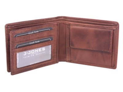 Poziomy portfel męski bifold skórzany brązowy RFID J Jones - obrazek 5