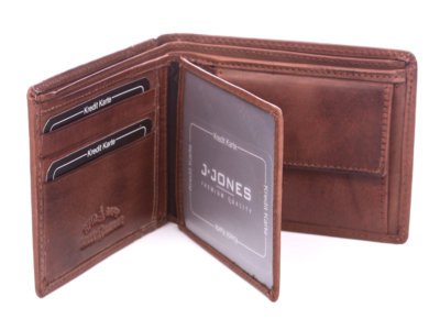 Poziomy portfel męski bifold skórzany brązowy RFID J Jones - obrazek 6