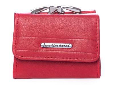 Mały portfel damski Jennifer Jones czerwony z biglem