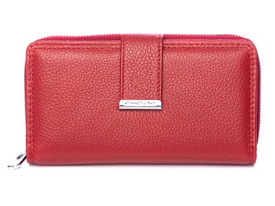 Duży czerwony portfel damski Jennifer Jones skórzany