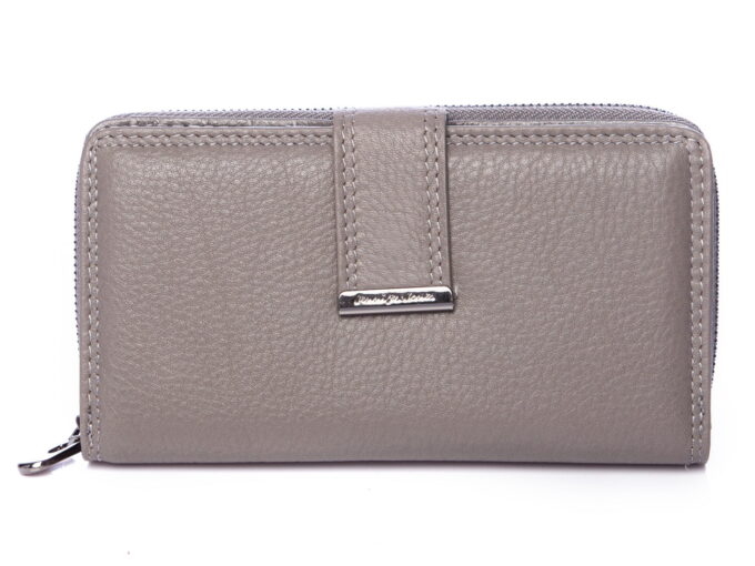 Duży szary portfel damski Jennifer Jones skórzany