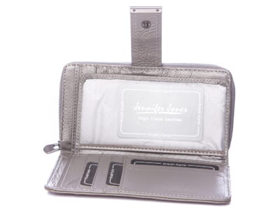 Duży szary portfel damski Jennifer Jones skórzany - obrazek 11