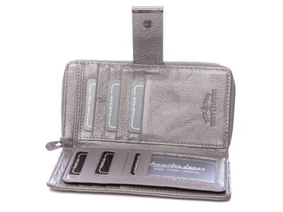 Duży szary portfel damski Jennifer Jones skórzany - obrazek 10