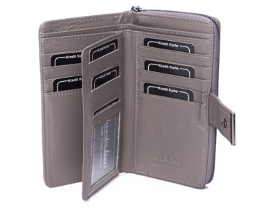 Duży szary portfel damski Jennifer Jones skórzany - obrazek 6