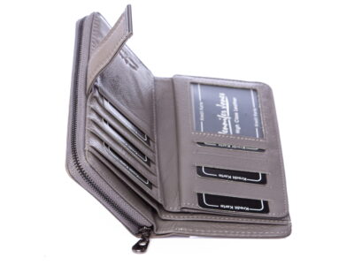 Duży szary portfel damski Jennifer Jones skórzany - obrazek 9