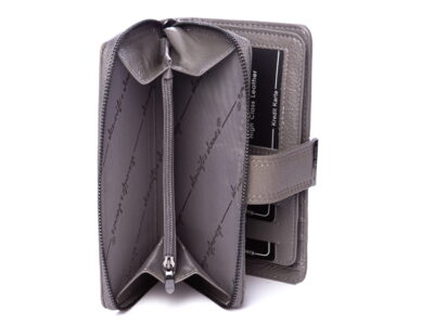 Duży szary portfel damski Jennifer Jones skórzany - obrazek 8