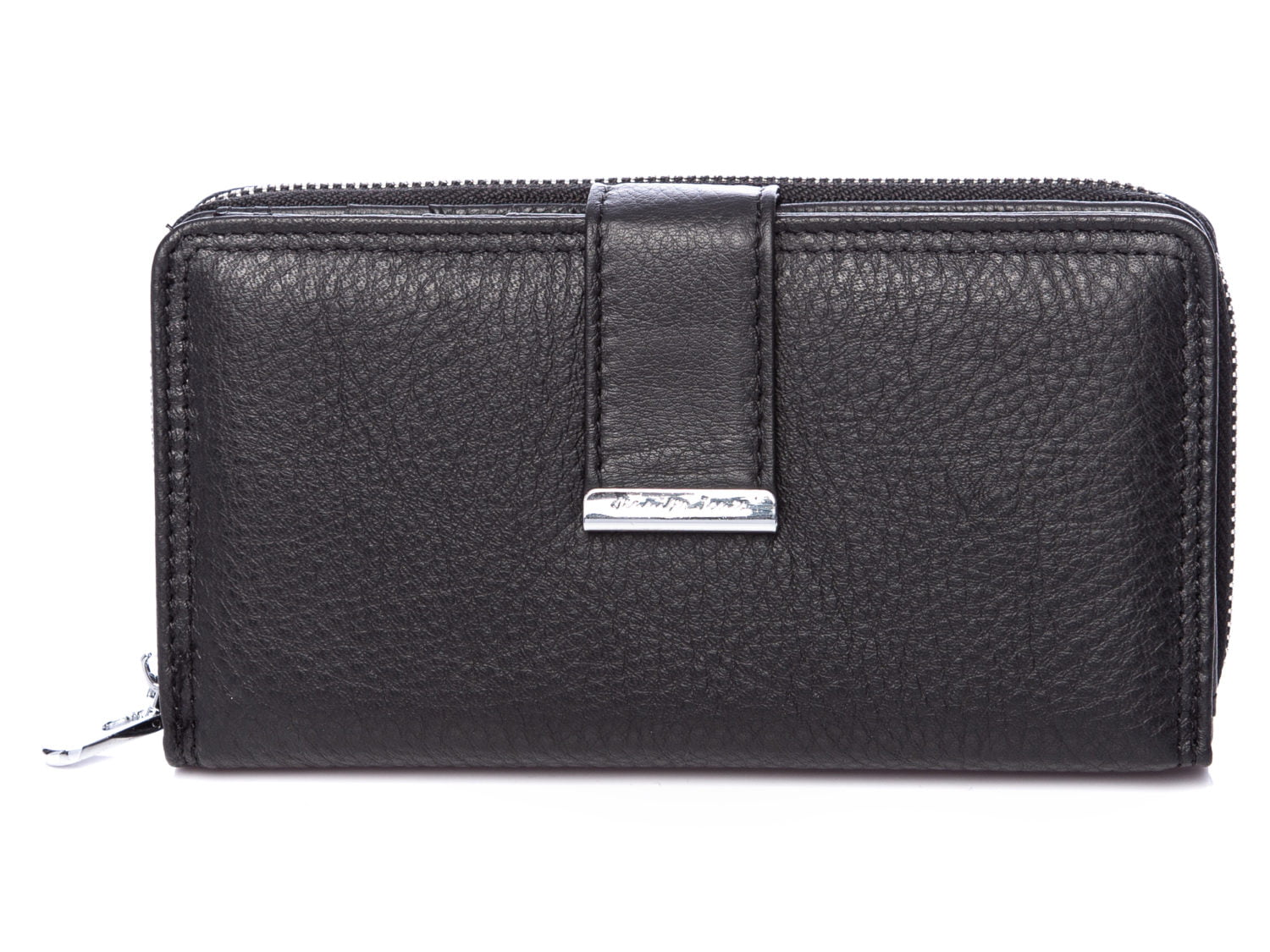 Duży czarny portfel damski Jennifer Jones skórzany