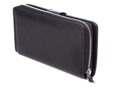 Duży czarny portfel damski Jennifer Jones skórzany - obrazek 5