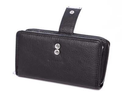 Duży czarny portfel damski Jennifer Jones skórzany - obrazek 4