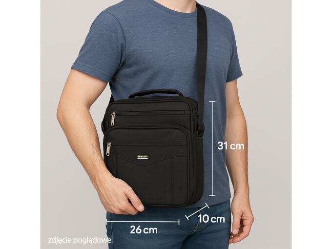 Robocza materiałowa torba męska do pracy z rączką i paskiem na ramię