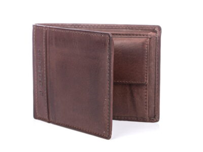 Portfel męski skórzany vintage duży ciemnobrązowy J Jones - obrazek 4
