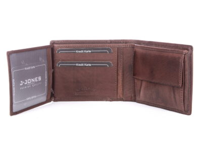 Portfel męski skórzany vintage duży ciemnobrązowy J Jones - obrazek 6