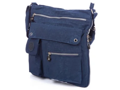 Materiałowa torba damska z zamkiem do poszerzania niebieska Bag Street - obrazek 3