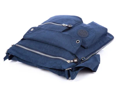 Materiałowa torba damska z zamkiem do poszerzania niebieska Bag Street - obrazek 5