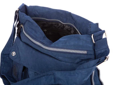 Materiałowa torba damska z zamkiem do poszerzania niebieska Bag Street - obrazek 6