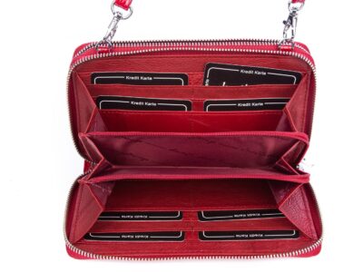 Portfel damski z paskiem na ramię czerwony Jennifer Jones - obrazek 7