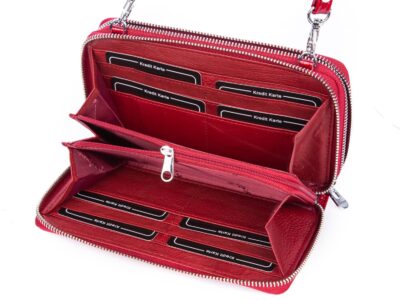 Portfel damski z paskiem na ramię czerwony Jennifer Jones - obrazek 9