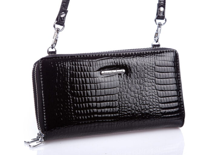 Portfel damski z paskiem na ramię czarny Jennifer Jones