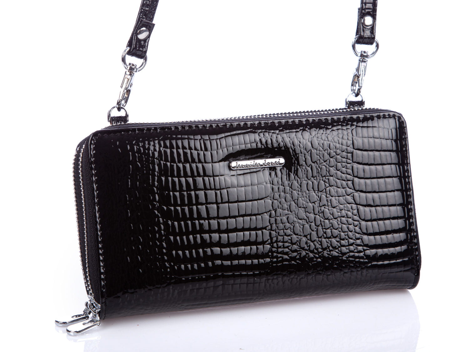 Portfel damski z paskiem na ramię czarny Jennifer Jones